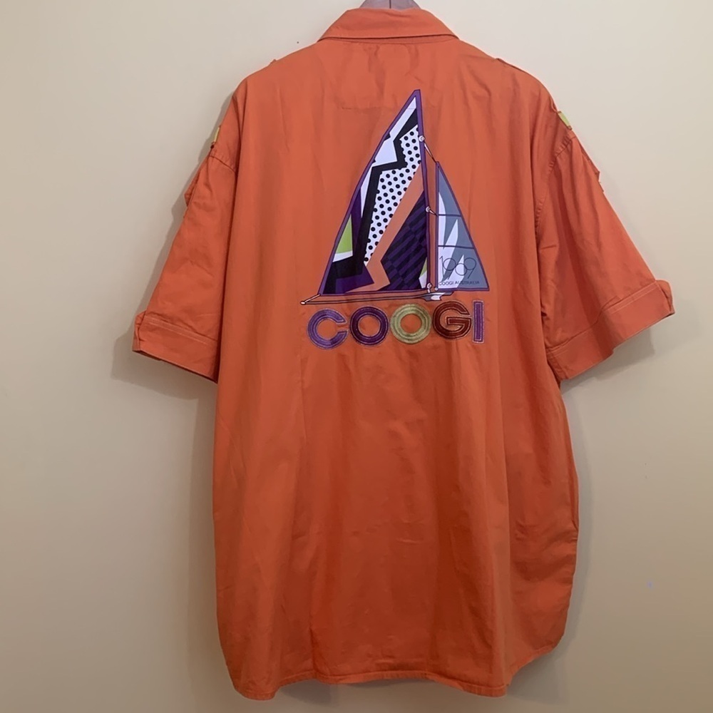 Coogi | Embroidered Sailboat Gold Logo Buttons Short Sleeve Pockets Shirt XXXL
